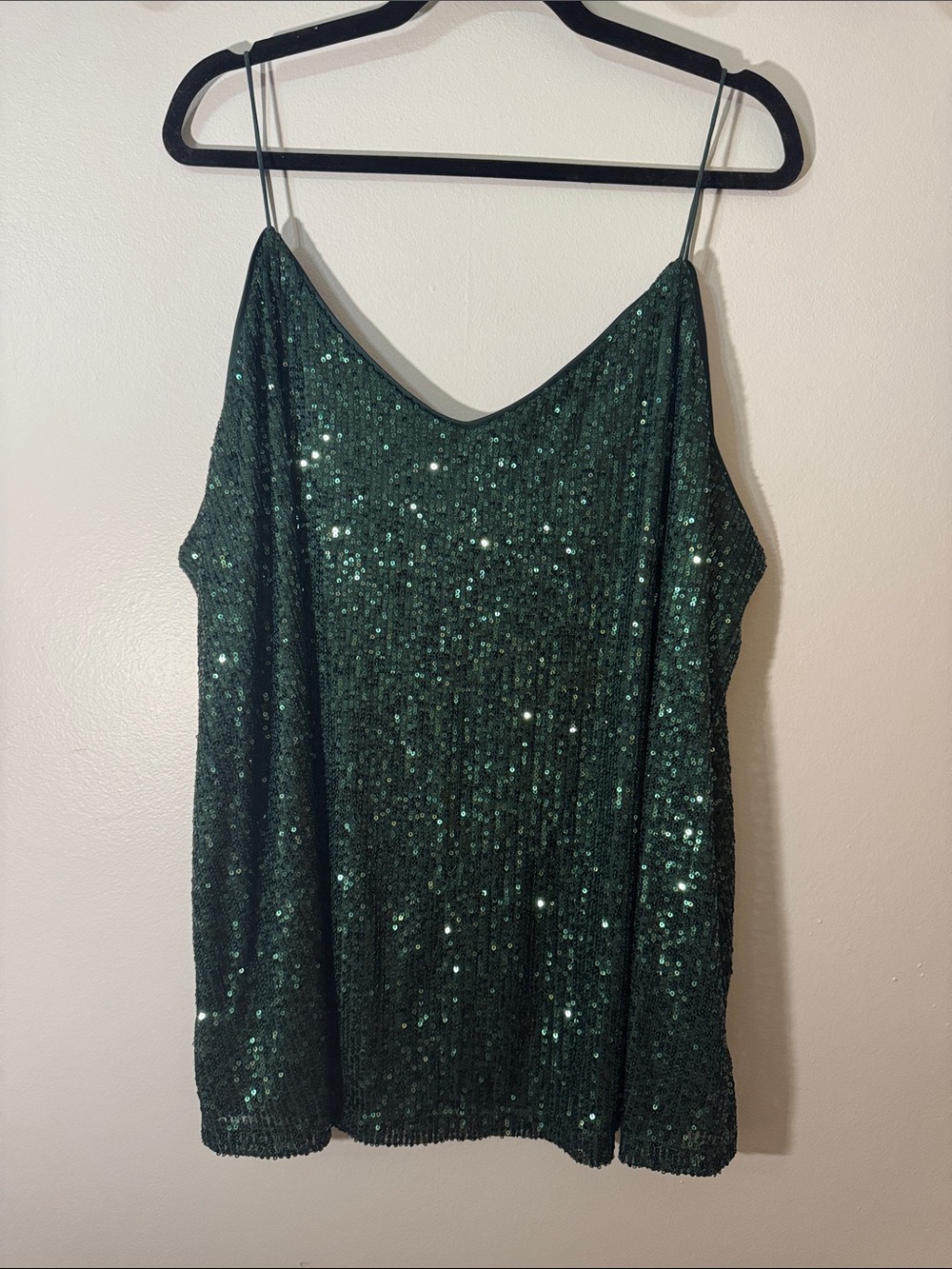 Studio Y Emerald Green Sequin Spaghetti Strap Cami